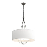 Loop Pendant in Natural Iron, Natural Anna Shade, Vintage Platinum by Hubbardton Forge