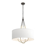 Loop Pendant in Oil Rubbed Bronze, Natural Anna Shade, Modern Brass by Hubbardton Forge
