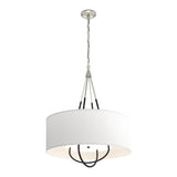 Loop Pendant in Sterling, Natural Anna Shade, Black by Hubbardton Forge