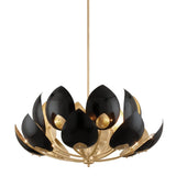 Lotus Chandelier - 16-Light - Gold Leaf with Black by Hudson Valley