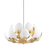 Lotus Chandelier - 16-Light - Gold Leaf with White by Hudson Valley