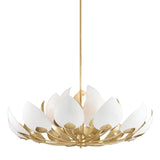 Lotus Chandelier - 21-Light - Gold Leaf with White by Hudson Valley
