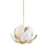 Lotus Chandelier - 8-Light - Gold Leaf with White by Hudson Valley