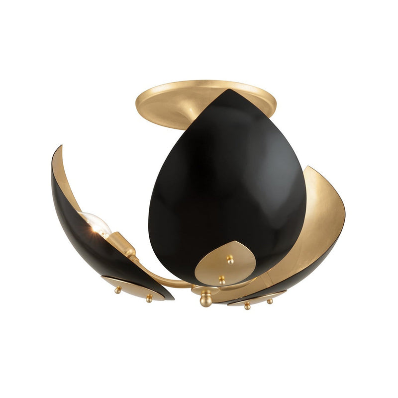 Lotus Semi Flush - Gold Leaf with Black by Hudson Valley