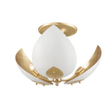 Lotus Semi Flush - Gold Leaf with White by Hudson Valley