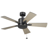Lucian Ceiling Fan Small Satin Black By Kichler - Front View