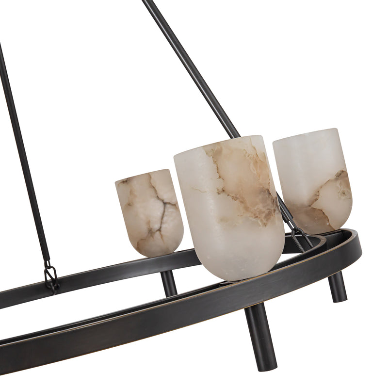 Lucian Chandelier Urban Bronze Alabaster Small By Alora Detailed View