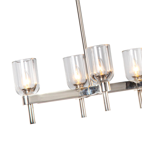 Lucian Linear Chandelier Clear Crystal Polished Nickel By Alora Detailed View