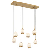 Lucidata Rectangular LED Chandelier Antique Brass 8 Lights By Lib And Co Side View