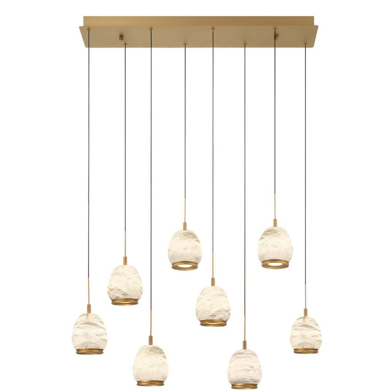 Lucidata Rectangular LED Chandelier Antique Brass 8 Lights By Lib And Co