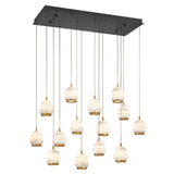 Lucidata Rectangular LED Chandelier Matte Black 14 Lights By Lib And Co Side View