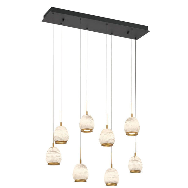 Lucidata Rectangular LED Chandelier Matte Black 8 Lights By Lib And Co Side View