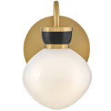 Lucy Vanity Light Lacquered Brass Black By Lark Living - Front View