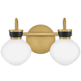Lucy Vanity Light 2 Light Lacquered Brass Black By Lark Living - Front View