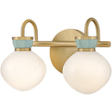 Lucy Vanity Light 2 Light Lacquered Brass Seafoam By Lark Living  - Side View1