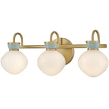 Lucy Vanity Light 3 Lights Lacquered Brass Seafoam By Lark Living - Side View1