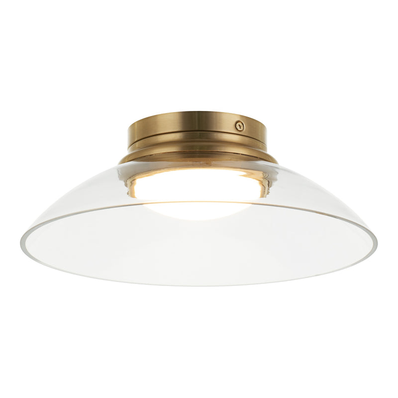 Luna Flush Mount 12 Inch Aged Gold Brass Clear