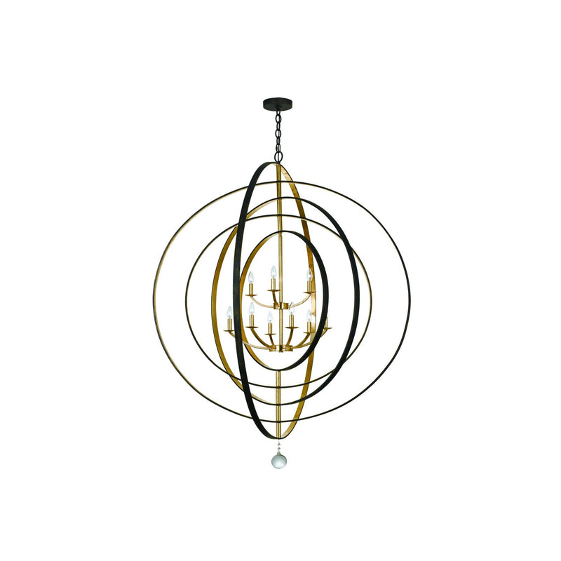Luna Orbital Chandelier 48'' English Bronze + Antique Gold