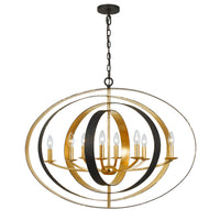 Luna Oval Chandelier 36'' English Bronze + Antique Gold