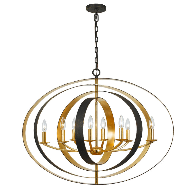 Luna Oval Chandelier 36'' English Bronze + Antique Gold