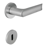 Lund Door Lever in Satin Chrome angled view by Colombo Design