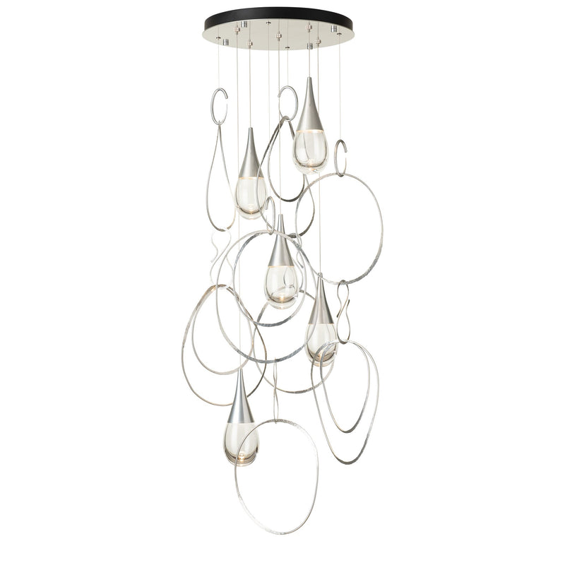 Lyric 5-Light Round Pendant, shown in Sterling, Standard, by Hubbardton Forge