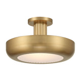 Macey Flush Mount 16 Inch Antique Brass by Eurofase - Etched Glass with Integrated LED