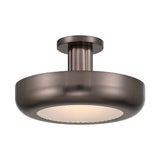 Macey Flush Mount 16 Inch Harlow Bronze by Eurofase - Etched Glass with Integrated LED