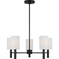 Manor Chandelier — 24", White Linen, Midnight Black