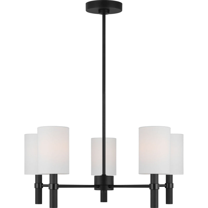 Manor Chandelier — 24", White Linen, Midnight Black
