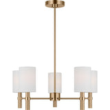 Manor Chandelier — 24", White Linen, Satin Brass
