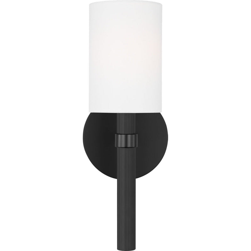 Manor Wall Sconce — 6", White Linen, Midnight Black