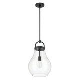 Mansfield 12-inch 1-light Matte Black Pendant Light with Clear Glass Shade