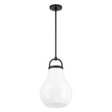 Mansfield 12-inch 1-light Matte Black Pendant Light with Opal Glass Shade