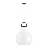 Mansfield 18-inch 1-light Matte Black Pendant Light with Opal Glass Shade