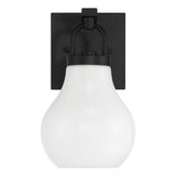 Mansfield 6-inch 1-light Matte Black Vanity Light with Opal Glass Shade