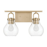 Mansfield 16-inch 2-light Champagne Gold Vanity Light with Clear Glass Shades