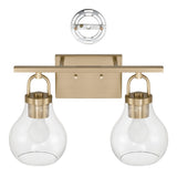 Mansfield 16-inch 2-light Champagne Gold Vanity Light with Clear Glass Shades