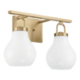 Mansfield 16-inch 2-light Champagne Gold Vanity Light with Opal Glass Shades