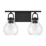 Mansfield 16-inch 2-light Matte Black Vanity Light with Clear Glass Shades