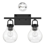 Mansfield 16-inch 2-light Matte Black Vanity Light with Clear Glass Shades