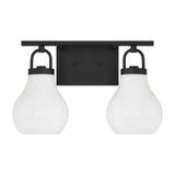 Mansfield 16-inch 2-light Matte Black Vanity Light with Opal Glass Shades
