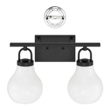 Mansfield 16-inch 2-light Matte Black Vanity Light with Opal Glass Shades