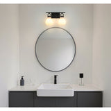 Mansfield 16-inch 2-light Matte Black Vanity Light with Opal Glass Shades