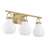 Mansfield 24-inch 3-light Champagne Gold Vanity Light with Opal Glass Shades