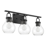 Mansfield 24-inch 3-light Matte Black Vanity Light with Clear Glass Shades