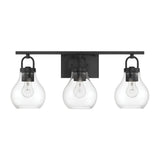 Mansfield 24-inch 3-light Matte Black Vanity Light with Clear Glass Shades