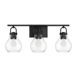 Mansfield 24-inch 3-light Matte Black Vanity Light with Clear Glass Shades