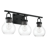 Mansfield 24-inch 3-light Matte Black Vanity Light with Clear Glass Shades