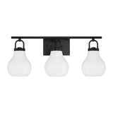 Mansfield 24-inch 3-light Matte Black Vanity Light with Opal Glass Shades